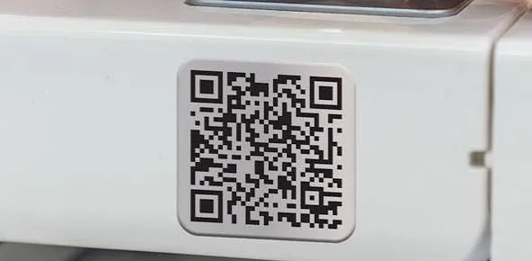 QR inventory label installed on equipment